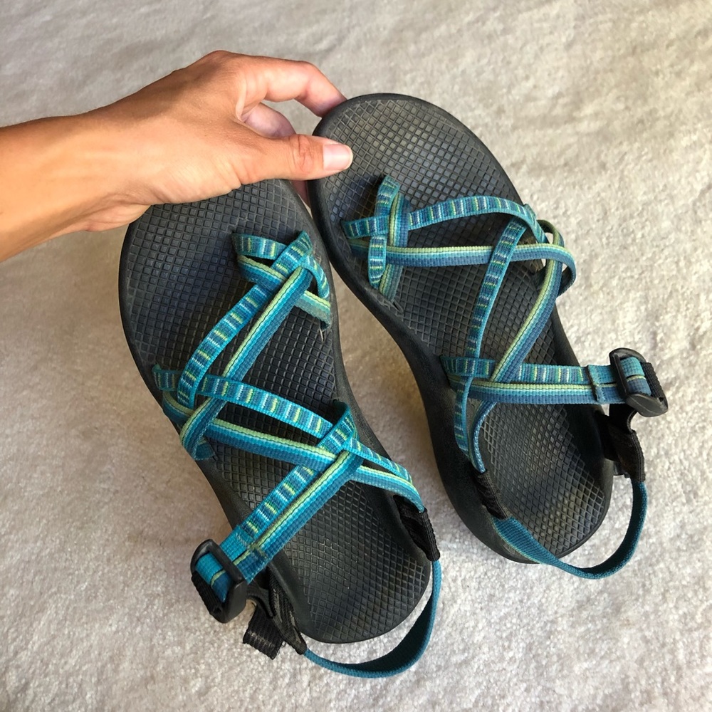 Chacos With Blue and Green Straps